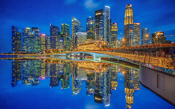 Singapore, skyscrapers, skyline cityscapes, modern buildings, Asia, nightscapes, asian cities, Singapore at night HD wallpaper