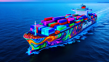 Vibrant Container Ship in Stunning Ultra, container ship, ocean, shipping HD wallpaper