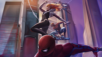 Journey Through The Spider Verse, spiderman, miles-morales, gwen-stacy, spider-man-across-the-spider-verse, digital-art, superheroes, artwork HD wallpaper