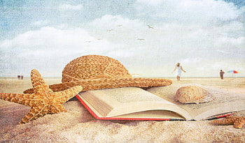 Beach Still Life, starfish, sand, beach, stilllife, book, abstract, life, clouds, sky, still, hat HD wallpaper