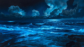 Bioluminescent Ocean Waves, ocean, wave, bioluminescence, Ocean Waves HD wallpaper