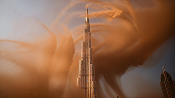 Dubai, Skyscraper, Sandstorm, Skyline HD wallpaper