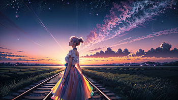 Anime Girl On Railway Track, anime, anime-girl, artist, artwork, digital-art, deviantart HD wallpaper