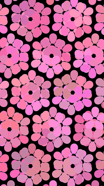 Pink Flowers Pattern, love, color, black, pinky, rose HD phone wallpaper