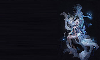 Calling the spirit, blue, black, man, girl, woman, spirit, butterfly, fantasy, game, luminos HD wallpaper