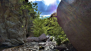 Beauty of New Mexico, creek, clouds, trees, sky, mountains, usa HD wallpaper