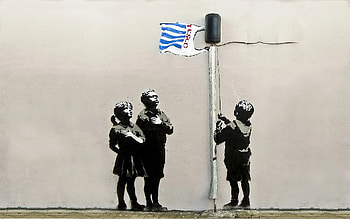 Banksy, Unique art backgrounds, Urban art scene, Captivating street art HD wallpaper