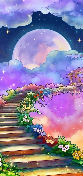 Stair Way to Heaven, atmosphere, sky, art, moon, stairs, stair_way_to_heaven, stair_way, colorful HD phone wallpaper