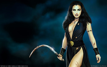 woman warrior, weapon, woman, warrior, brunette HD wallpaper