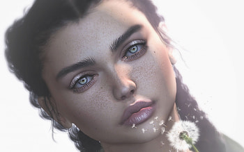 Beauty, rendering, dandelion, girl, woman, summer, face, freckles, luminos HD wallpaper
