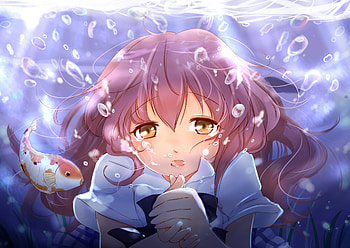 Cute face, anime girl, underwater, Nishimiya Shouko, Koe no Katachi HD wallpaper