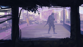 Rooftop Soldier, artist, artwork, digital-art, artstation HD wallpaper