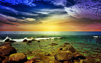 Landscape, Nature, Sunset, Sea HD wallpaper
