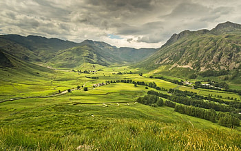 Mountain Lanscape, green, landscape, nature, forest, mountain HD wallpaper