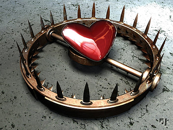 the trap, heart, pain, 3d, love HD wallpaper