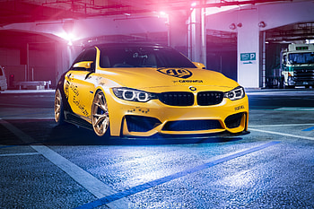 BMW M4, automotive design, yellow HD wallpaper