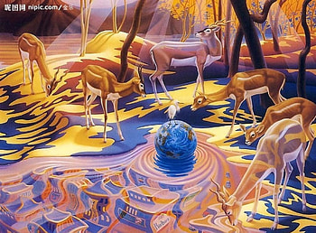 Weird Deer, DEER, PUZZLE, EARTH, BIRD HD wallpaper