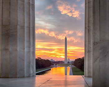 Sunset glow, Monument silhouette, Mesmerizing colors, Golden hour HD wallpaper
