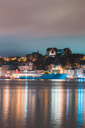 Cities, Water, Building, Reflection, Night City, Port HD phone wallpaper