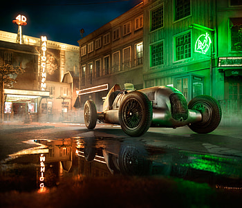Mercedes W25 In French Old Town, mercedes-w25, mercedes, vintage-cars, cars, behance HD wallpaper