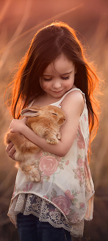 Little Girl - Rabbit, nature, , animal, hug, , cute, child, hugging HD phone wallpaper