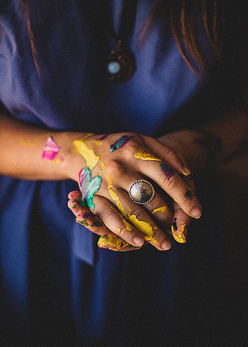 Miscellanea, Miscellaneous, Multicolored, Motley, Paint, Hands, Ring, Girl HD phone wallpaper