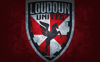 Loudoun United FC, American soccer team, red background, Loudoun United FC logo, grunge art, USL, soccer, Loudoun United FC emblem HD wallpaper
