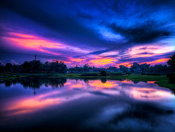 Colors of the sky, blue, sea, colorful, colors, beach, purple, pink, nature, sky, water HD wallpaper