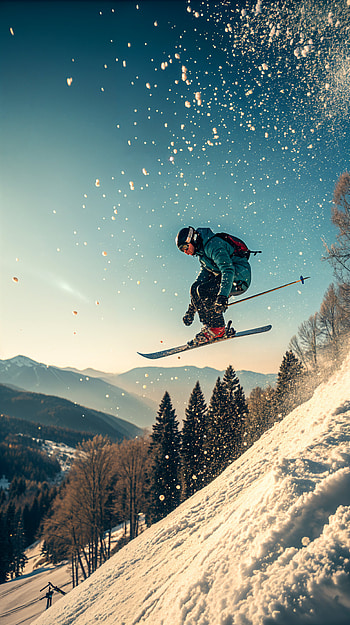 **Skiing Adventure: A Dynamic **, snow, mountain, Snowy Mountain HD phone wallpaper