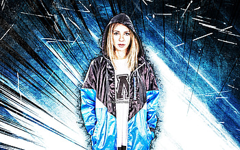 Alison Wonderland, grunge art, music stars, australian DJs, superstars, Alexandra Sholler, blue abstract rays, australian celebrity, Alison Wonderland HD wallpaper