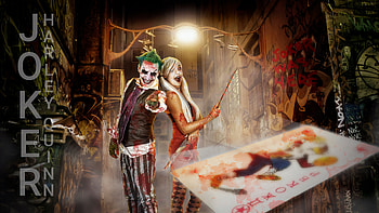 Joker And Harley Quinn Cosplay graphy , joker, harley-quinn, superheroes, artist, artwork, digital-art, dribbble, cosplay HD wallpaper