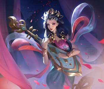 Fantasy girl, ym shen, pink, girl, fantasy, blue HD wallpaper