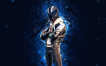 Helmet Maverick, , blue neon lights, Fortnite Battle Royale, Fortnite characters, Helmet Maverick Skin, Fortnite, Helmet Maverick Fortnite HD wallpaper