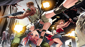 Guns, Beauty Girls, Dead and Assassin, Assassins, Warrior, Guns, Beauty, Wall, Colour, Agents, BG, Anime, Girl, New, Dead HD wallpaper