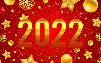 2022 New Year, , Red Christmas background, 2022 Christmas background, Happy New Year 2022, yellow christmas elements, 2022 concepts, 2022 Christmas greeting card HD wallpaper