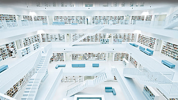 A book lover's paradise - Stuttgart Public Library, Germany, man made, library HD wallpaper