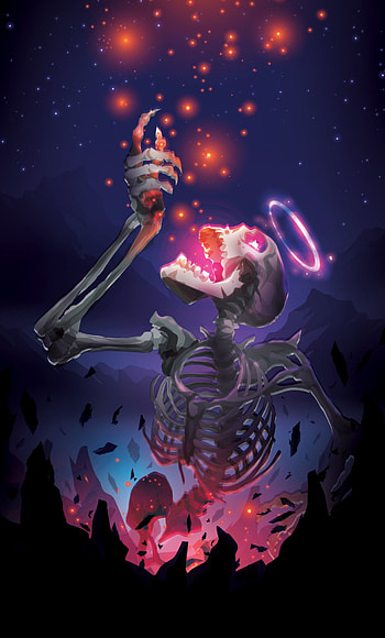 Art, Stars, Shine, Brilliance, Skull, Skeleton HD phone wallpaper