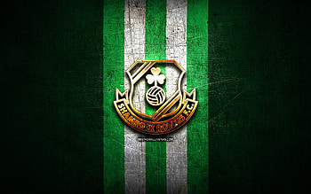 Shamrock Rovers FC, golden logo, League of Ireland Premier Division, green metal background, football, irish football club, Shamrock Rovers FC logo, soccer, FC Shamrock Rovers HD wallpaper