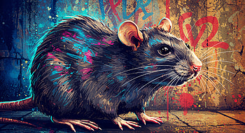 Vibrant Rat Art in Stunning Ultra, rat, graffiti, Street Art, colorful, Animal HD wallpaper