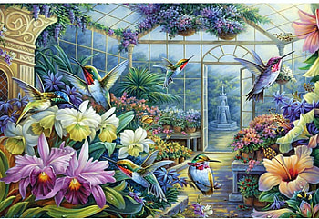 Antique Greenhouse, artwork, colors, flowers, blossoms, digital HD wallpaper