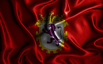Leon flag, , silk wavy flags, spanish cities, Day of Leon, Flag of Leon, fabric flags, 3D art, Leon, cities of Spain, Leon 3D flag HD wallpaper