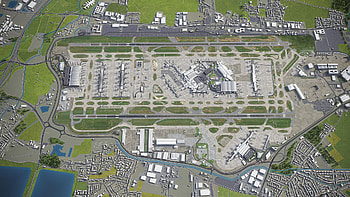 London Heathrow Airport, 3D model, airport visualization, travel destination HD wallpaper