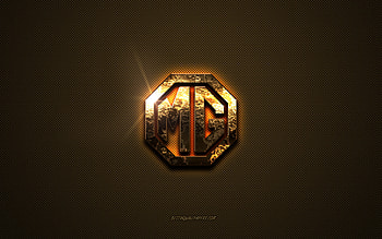 MG golden logo, artwork, brown metal background, MG emblem, MG logo, brands, MG HD wallpaper