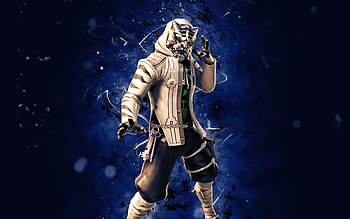 Mask White Master Key, , blue neon lights, Fortnite Battle Royale, Fortnite characters, Mask White Master Key Skin, Fortnite, Mask White Master Key Fortnite HD wallpaper