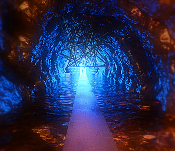 Silhouette, 3D, Cave, Sphere, Portal HD wallpaper