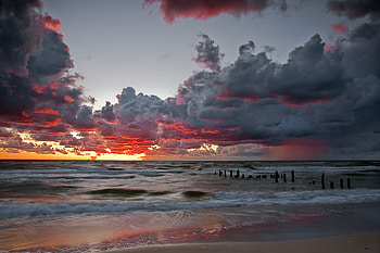 sunset, wonderful, cloud, beach HD wallpaper