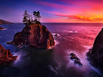 Lost coast, sea, colorful, coast, rocks, clouds, nature, sky, water, sunset, ocean HD wallpaper