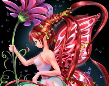 Fairy, fantasy, art, flower, woman HD wallpaper