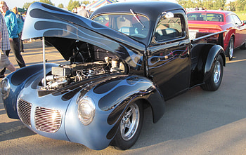 1940 Willys truck with a Corvette Engine, blue, headlights, black, graphy, willys, Engine, truck HD wallpaper
