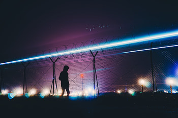 Night, Dark, Silhouette, Human, Person, Barbed Wire HD wallpaper